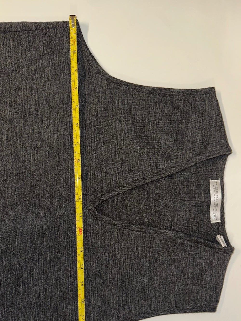 Vintage Grey 100% Merino Wool Sweater Vest Dress Valerie Stevens petite large - Picture 9 of 10